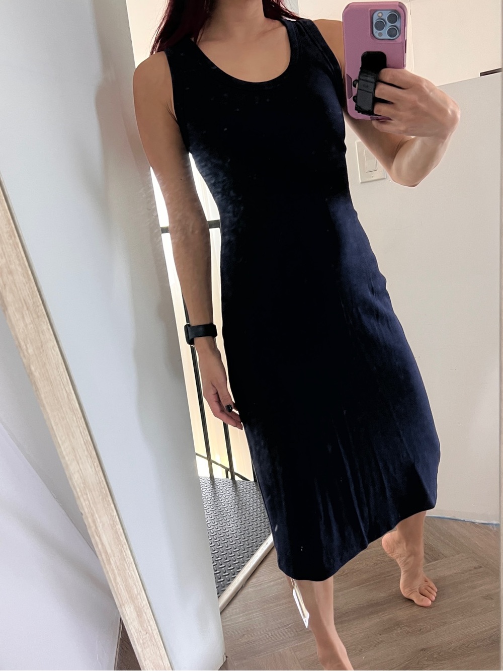 NWT❤️OGL M  Sleeveless Midi Dress - Effortless Everyday Staple navy